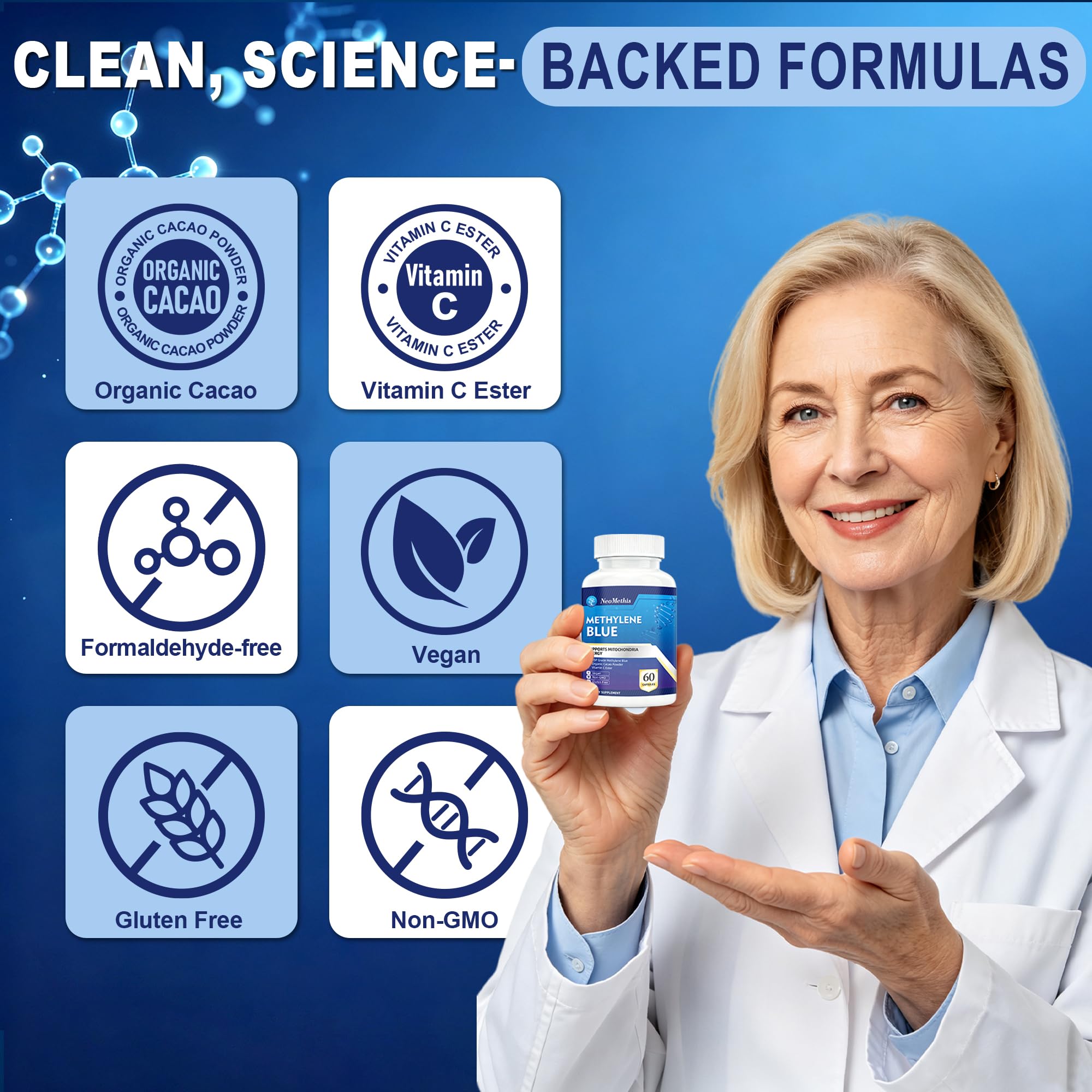 Methylene Blue Capsules, USP Grade | High Purity Formula with Vitamin C Ester | Memory, Focus & Natural Energy Support | Third Party Tested, 60 Capsules — Amazon image 5