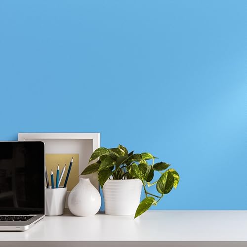 Miniatura 8 de VEELIKE Papel tapiz grueso azul claro despegable y adhesivo para dormitorio, habitación de niños, baño, cocina 15.7''x354'' Papel de contacto azul