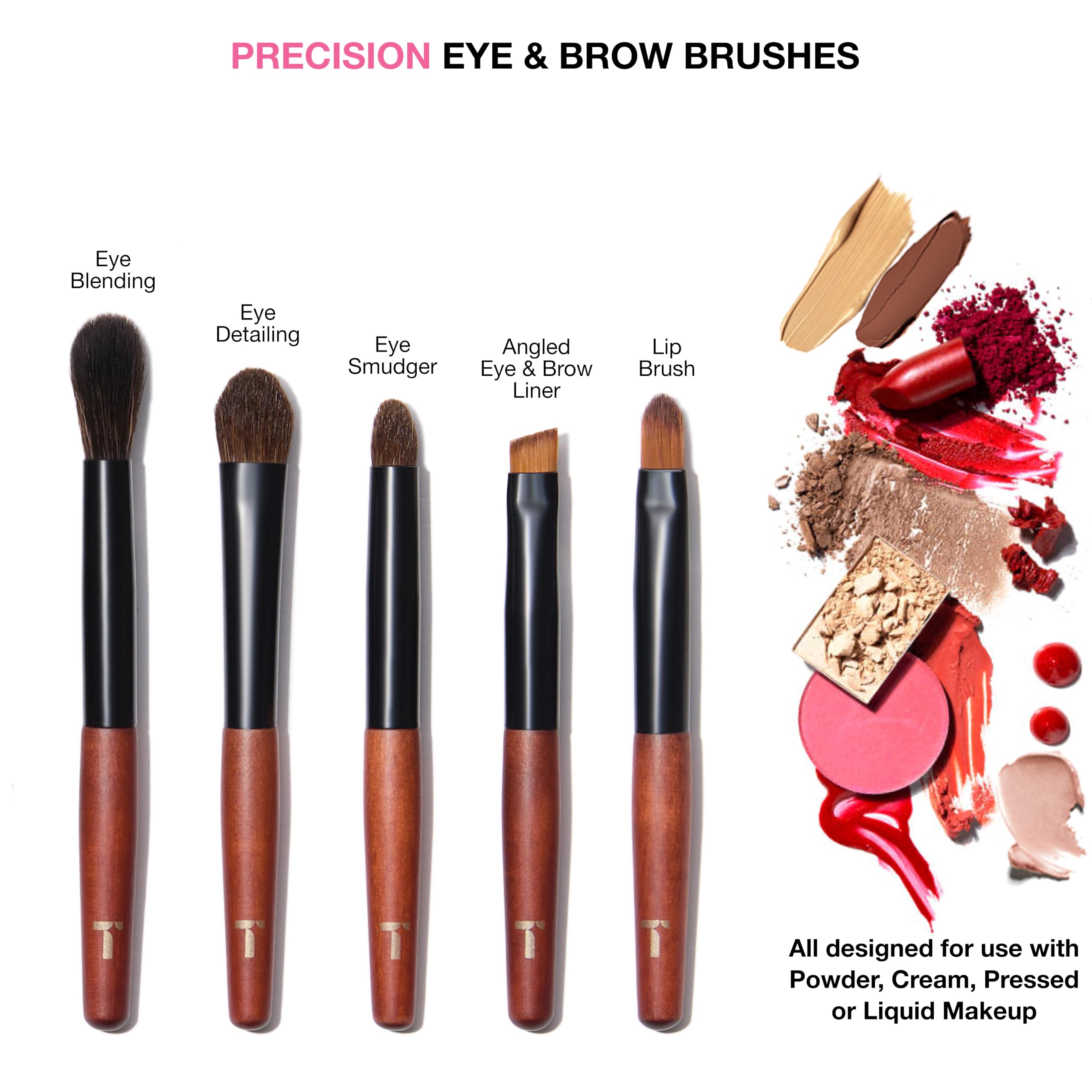 Cosme 9 - Juego de brochas de maquillaje de cara completa para viajes, polvos, correctores, rubor, sombra de ojos, delineador de ojos, cejas, juego de brochas de maquillaje de pelo sintético y natural