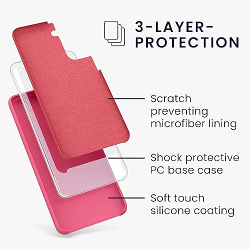 Miniatura 2 de kwmobile Funda compatible con Samsung Galaxy S21 - Funda de silicona TPU con acabado suave - Rosa impresionante