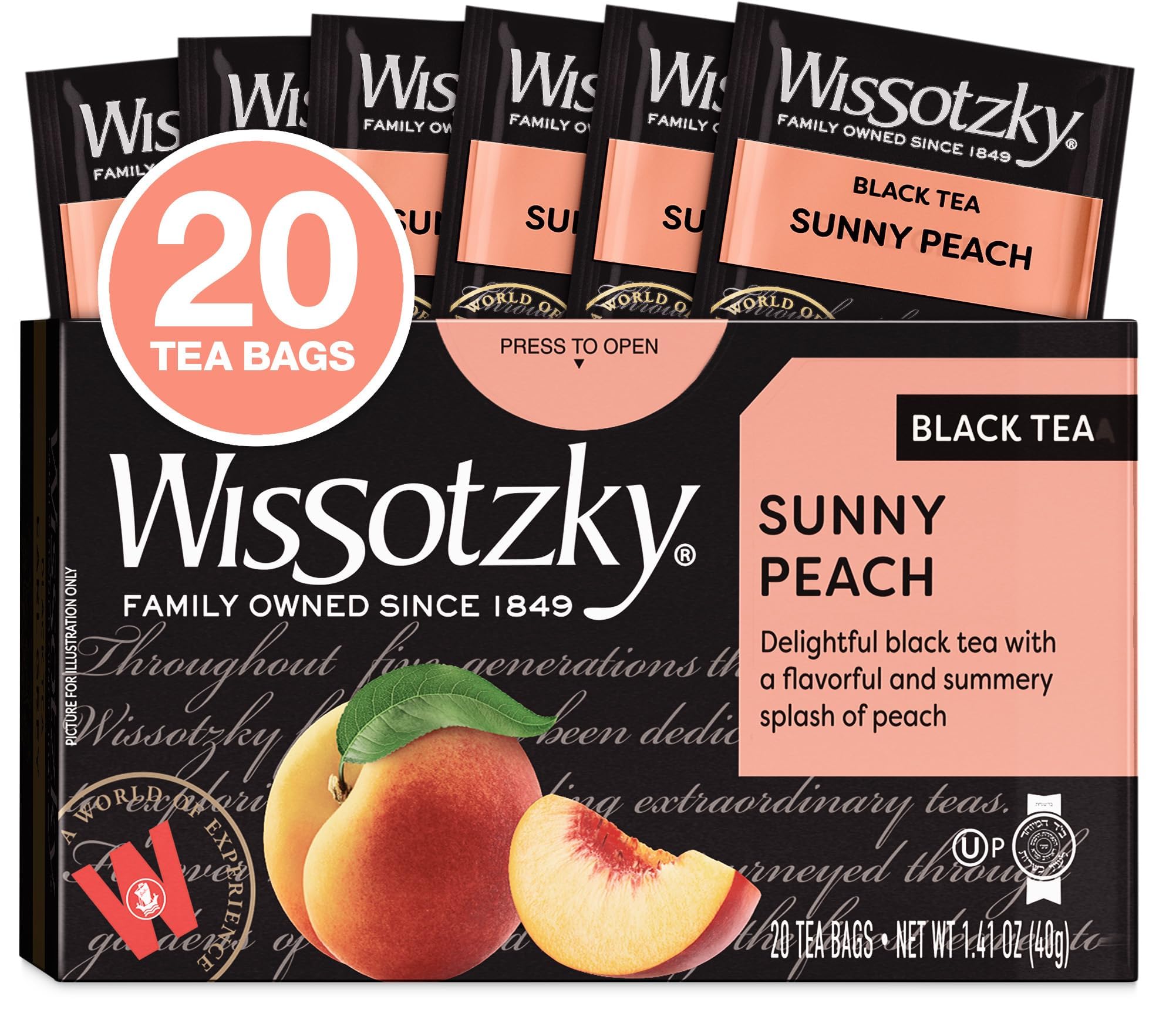 Amazon.com : Wissotzky Sunny Peach Black Tea, 20 Tea Bags