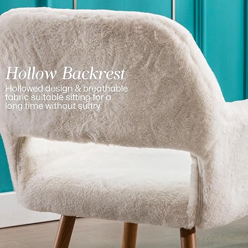 Miniatura 6 de Silla de comedor de piel sintética para oficina en casa, silla de tocador de maquillaje esponjosa, cómoda silla de acento con patas de metal de