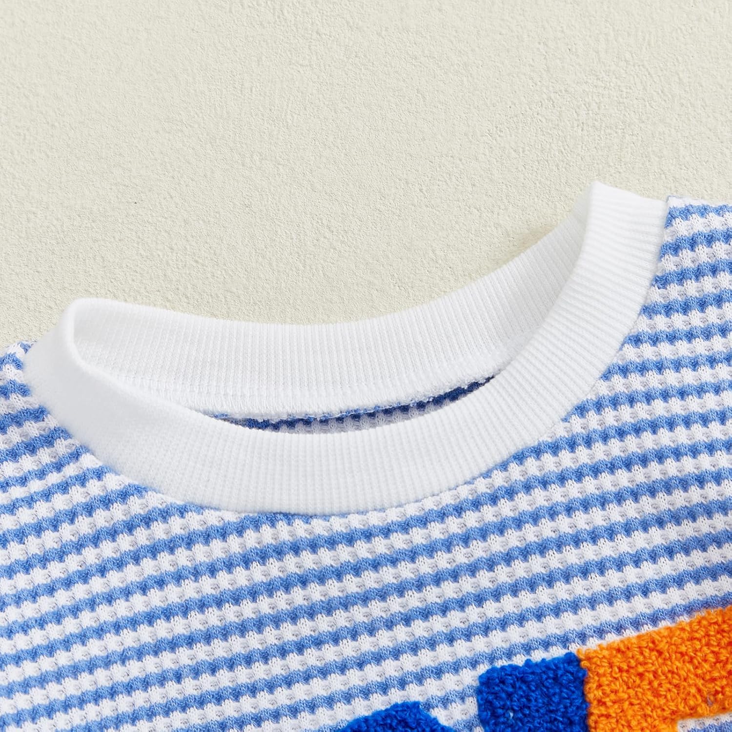 Baby Boy Girl 1st Birthday Outfit Football ONE Striped Print Waffle Romper Long Sleeve Fall Jumpsuit Onesie - Image 5