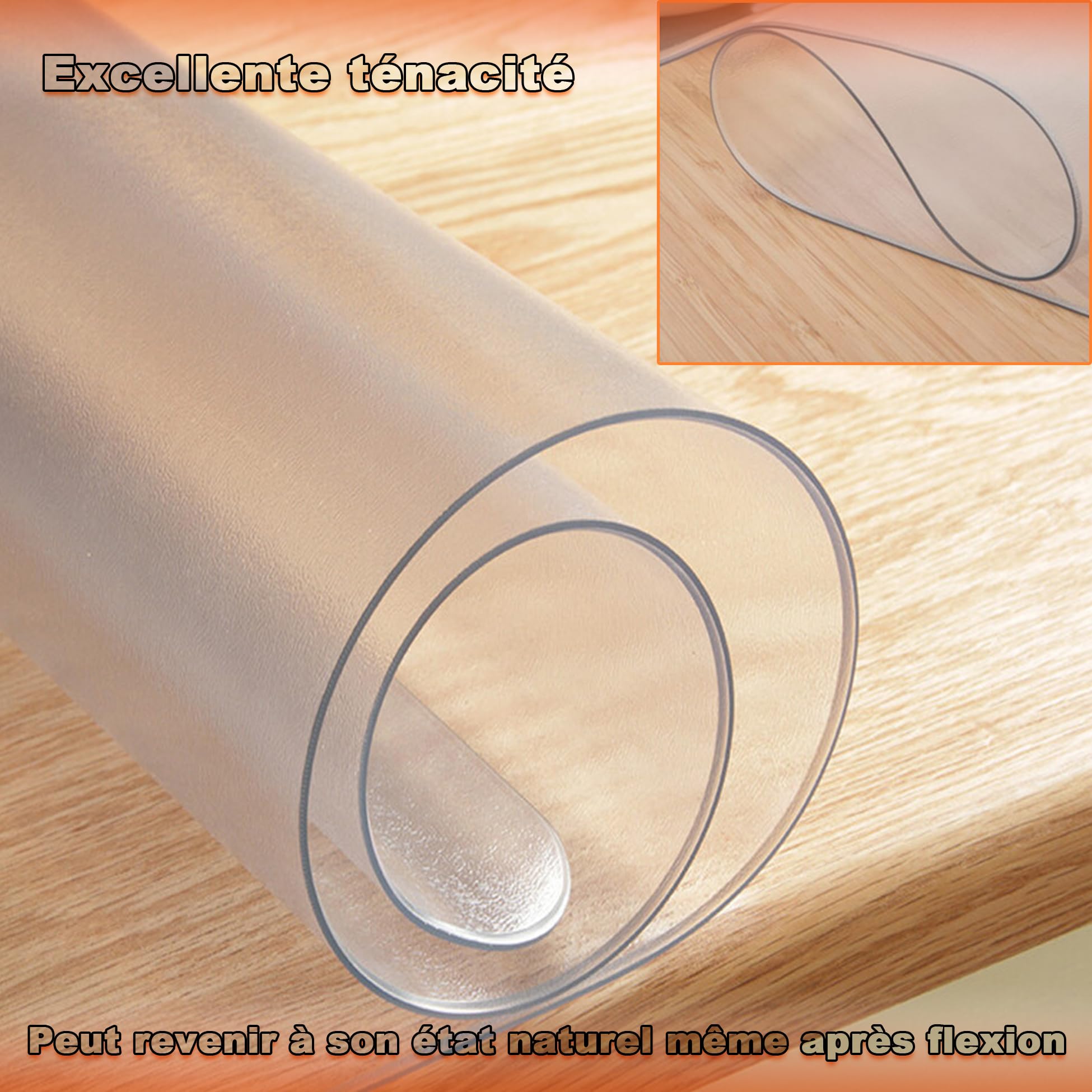 82cm Nappe de Table Ronde Mat Transparente, Étanche, Version améliorée, Conception Biseautée à 65 °Nappe Ronde Toile Cirée, Nappe Ronde Exterieure pour Jardin/Camping, Matt 3mm