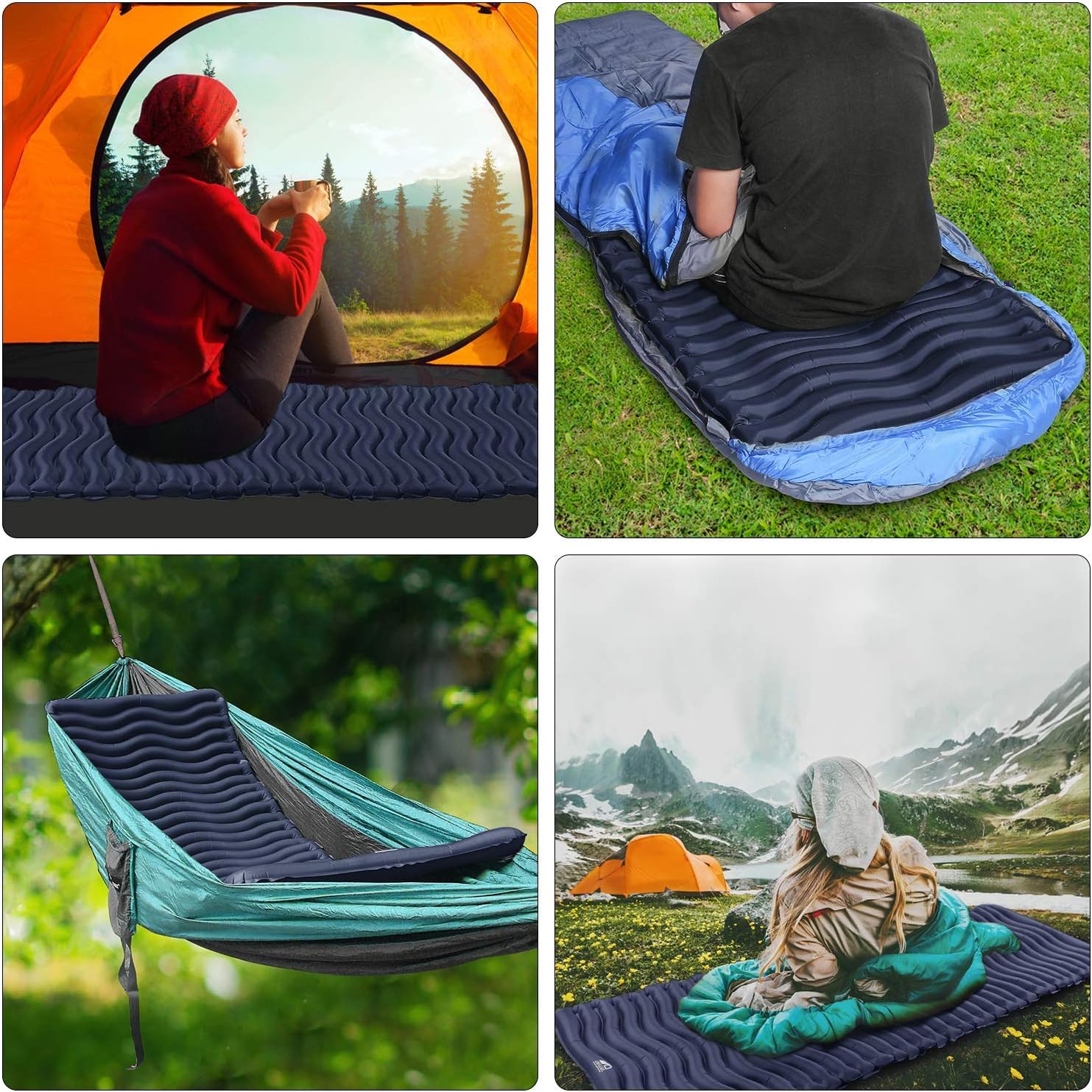 Unigear Matelas Camping Gonflable 1 Place Ultraléger Résistant à l'eau | Matelas autogonflant compact pour tente et sac de couchage, adapté au bivouac, voyage, plage et randonnée, rangement facile