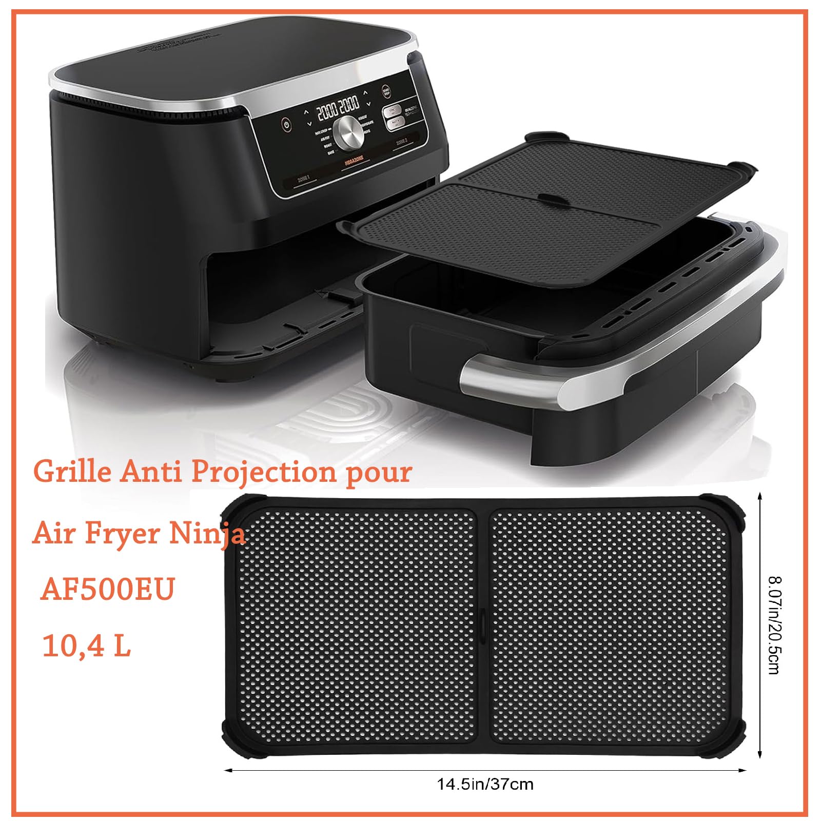 Grille Anti Projection Pour Air Fryer Ninja 10,4 L Af500Eu,Réutilisable