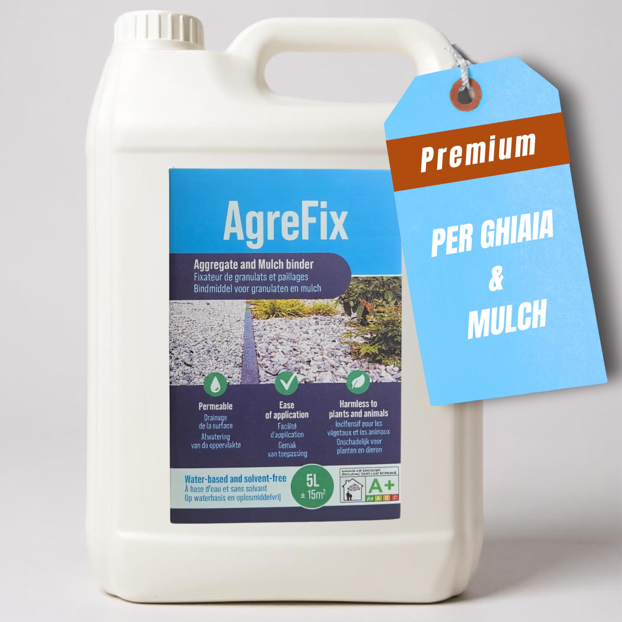 Legante per Ghiaia da Esterno 5L – Stabilizzatore Professionale per Sassi e Pacciame – Resina Drenante e Resistente ai Raggi UV