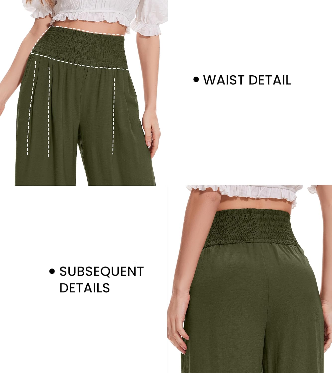 FUNYYZO Womens Palazzo Pants Elastic Waisted Pull On Beach Trousers Casual Wide Leg Long Lounge 2026 Summer Vacation - Image 3