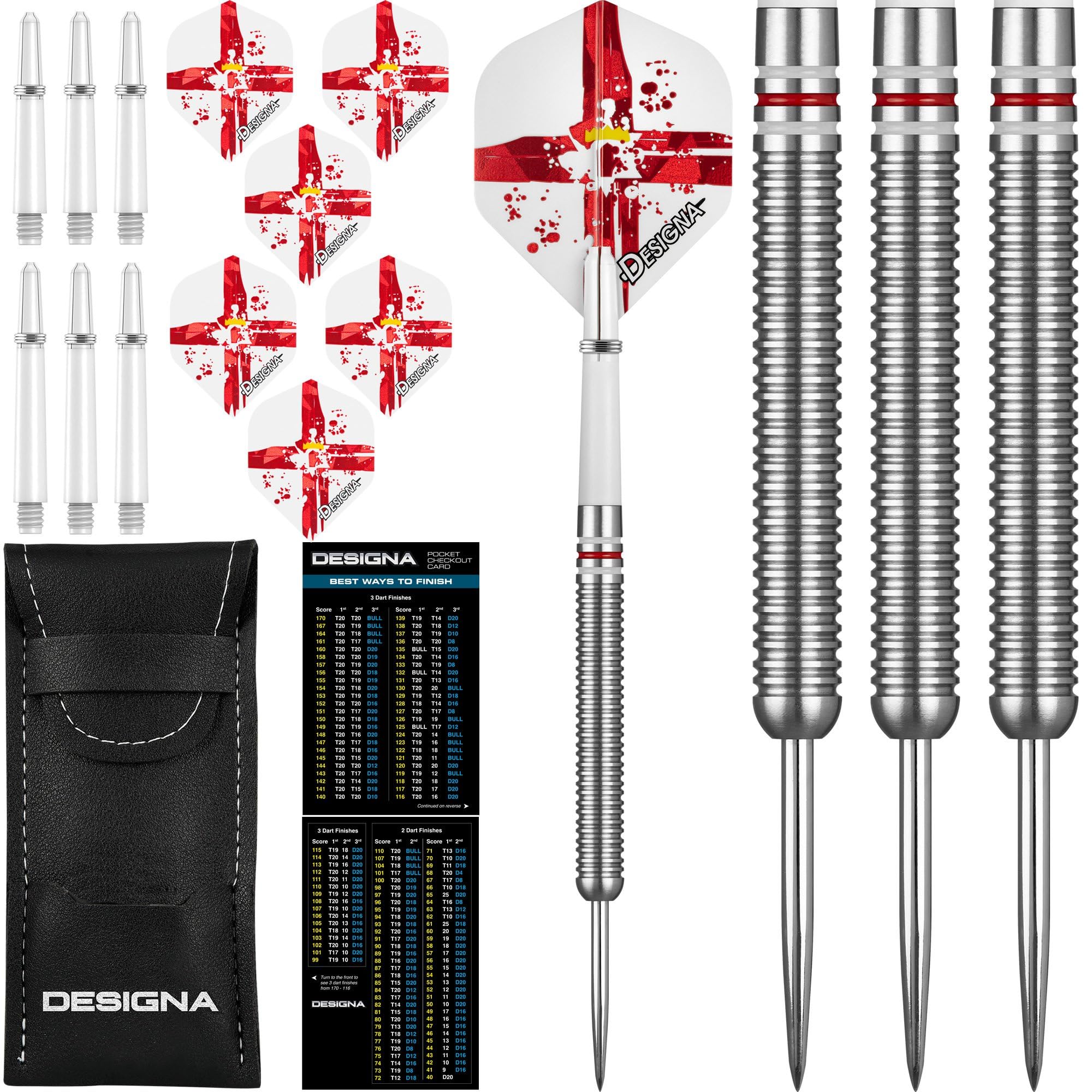 D0732 Patriot | 24g Premium 90% Tungsten Straight Barrel National Flag Darts, Northern Ireland, Silver