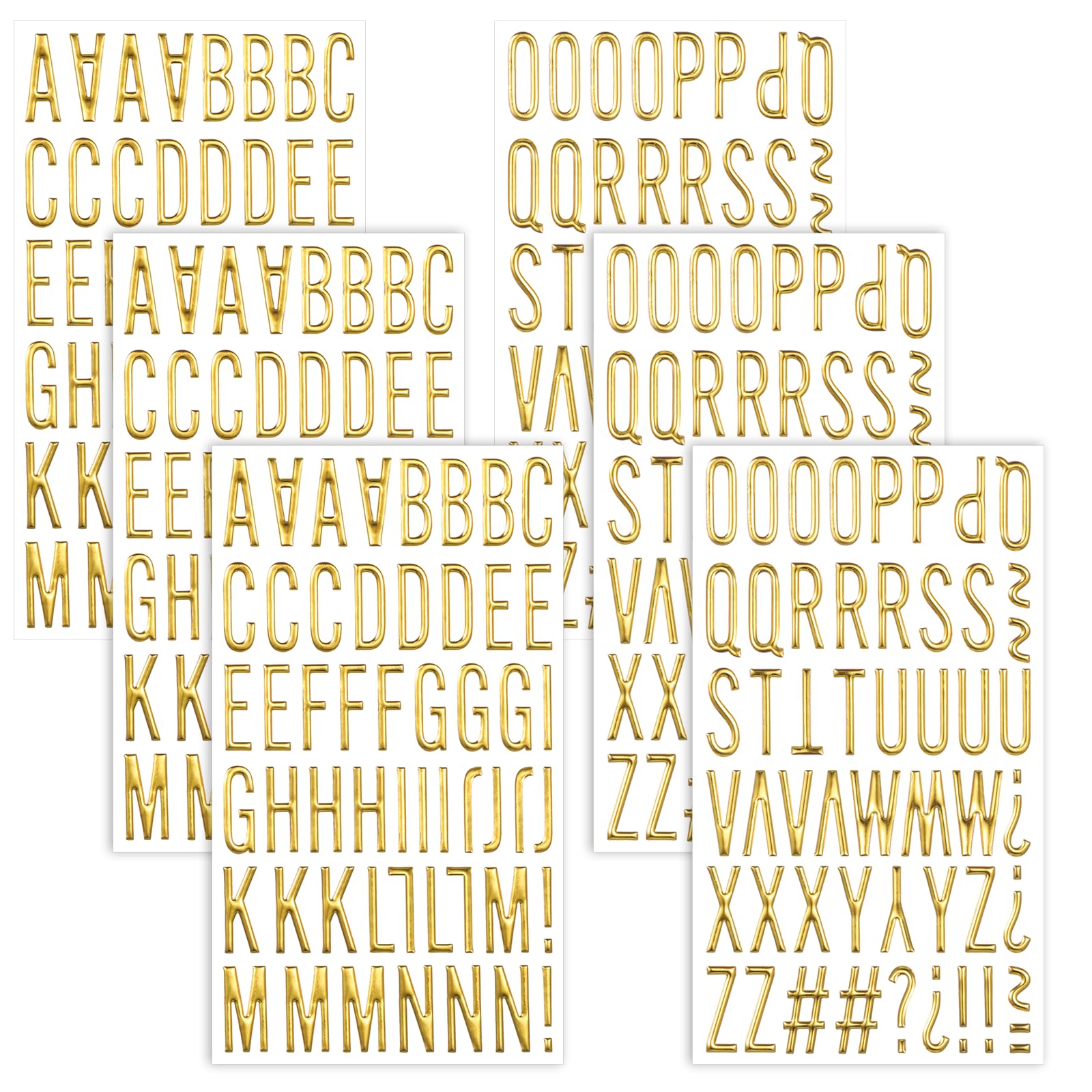 Muiltvoe 6 Sheets Gold Letter Stickers, Self-Adhesive Alphabet Stickers, Waterproof Foam Letters for Graduation Cap Decorations Scrapbooking DIY Crafts Puffy