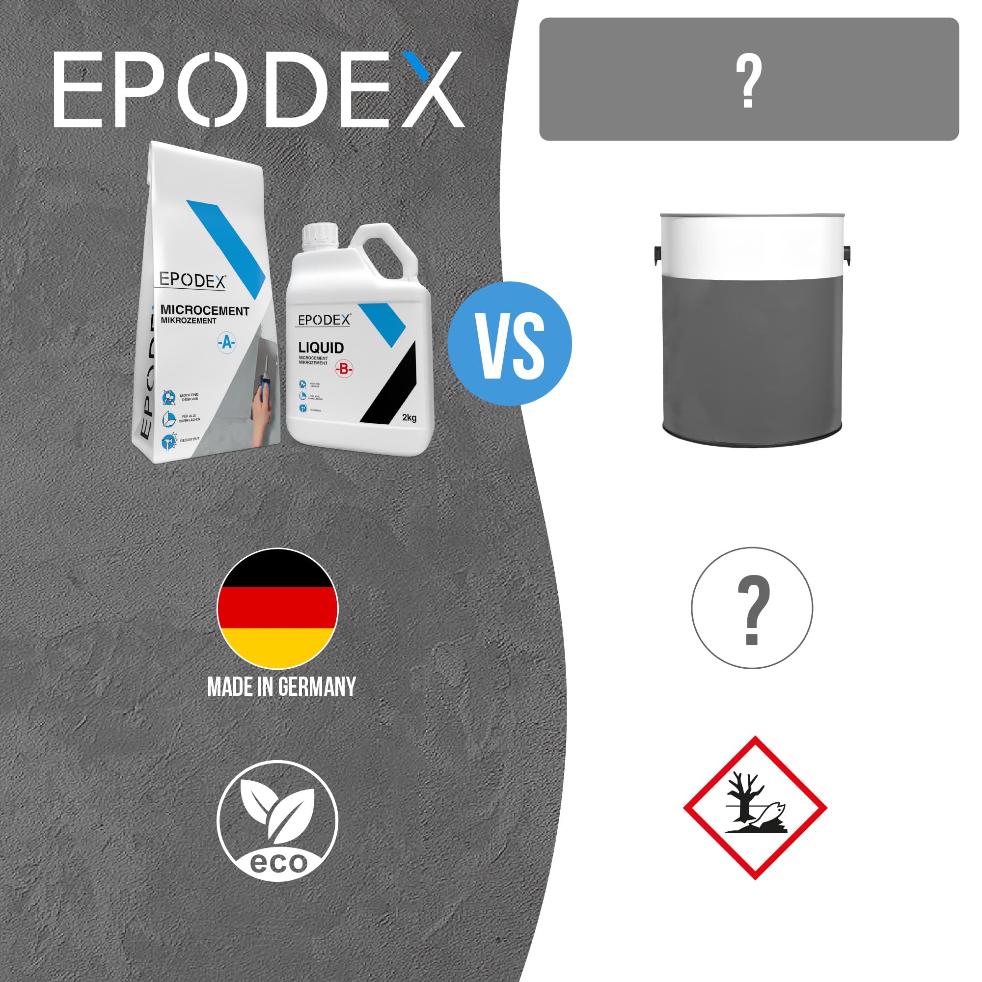 EPODEX Mikrozement Set für Wände - Ivory | Strukturputz & Designspachtel für Bad, Küche & mehr, Inkl. Spachtelmasse & Harz, Innen/Außen, 7m² für 2 Anstriche