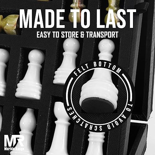 Miniatura 4 de Juego de ajedrez de mármol para adultos de 15 pulgadas, hecho a mano, juego de mesa de ónix blanco y verde con 32 piezas de ajedrez, 2 reinas