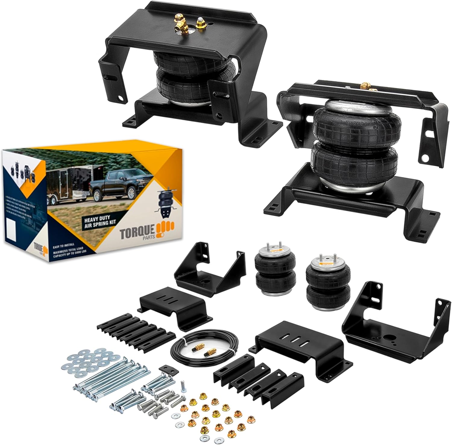 TORQUE Airbag Air Bag Suspension Kit for 2017-2026 Ford F250 F350 4Wd only and F450 2Wd 4Wd F-250 F-350 F-450 Super Duty Rear Helper Bag Spring 5000 lbs (Replaces Firestone Ride Rite 2625) (TR2625)