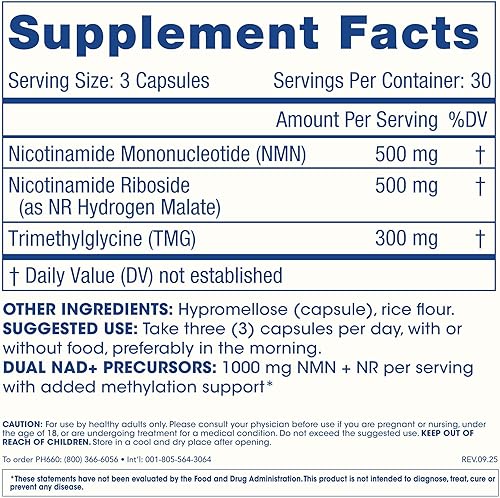 Miniatura 2 de ProHealth NMNR Pro Synergy 90 cápsulas, 500 mg de mononucleótido de nicotinamida (NMN), 500 mg de ribósido de nicotinamida (malato de hidrógeno NR),