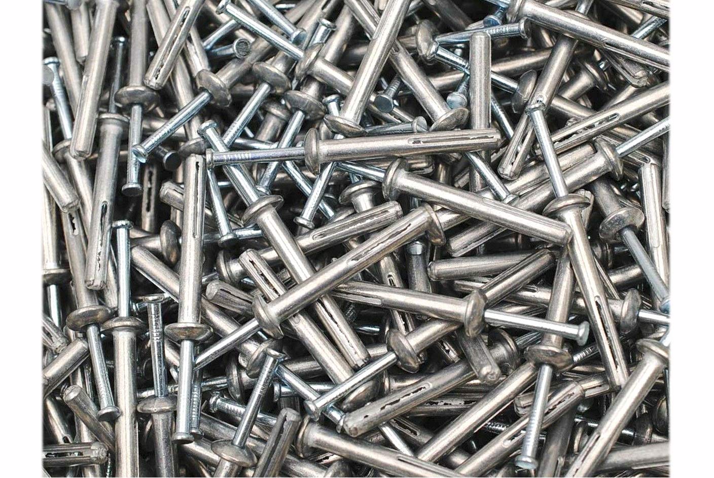 New Package of 100 (pcs) Mushroom Head 1/4 x 2 Hammer Drive Pin Anchors Nail-in Hammer-in Rivet Set #MO2188-P Warranity by Pr-Mch