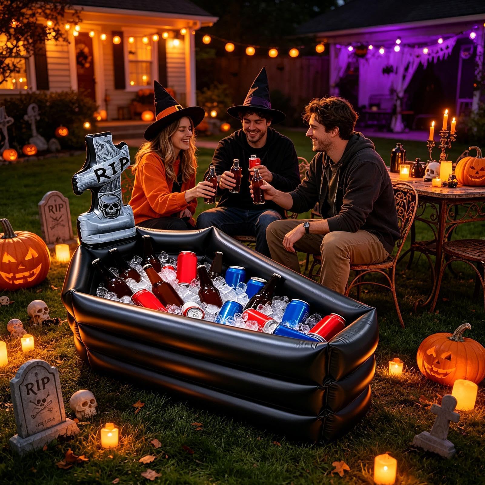 Aufblasbarer Halloween-Kühler | Sarg 89,9 cm große Kapazität Dekoration