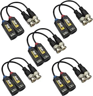 5 Pairs 8MP/4K Passive HD BNC Video Balun Transceiver Transmitter Via UTP RJ45 Cable AHD/TVI/CVI/CVBS Cable Connectors for 720P/960P/1080P/3MP/5MP/8MP CCTV Security Cameras