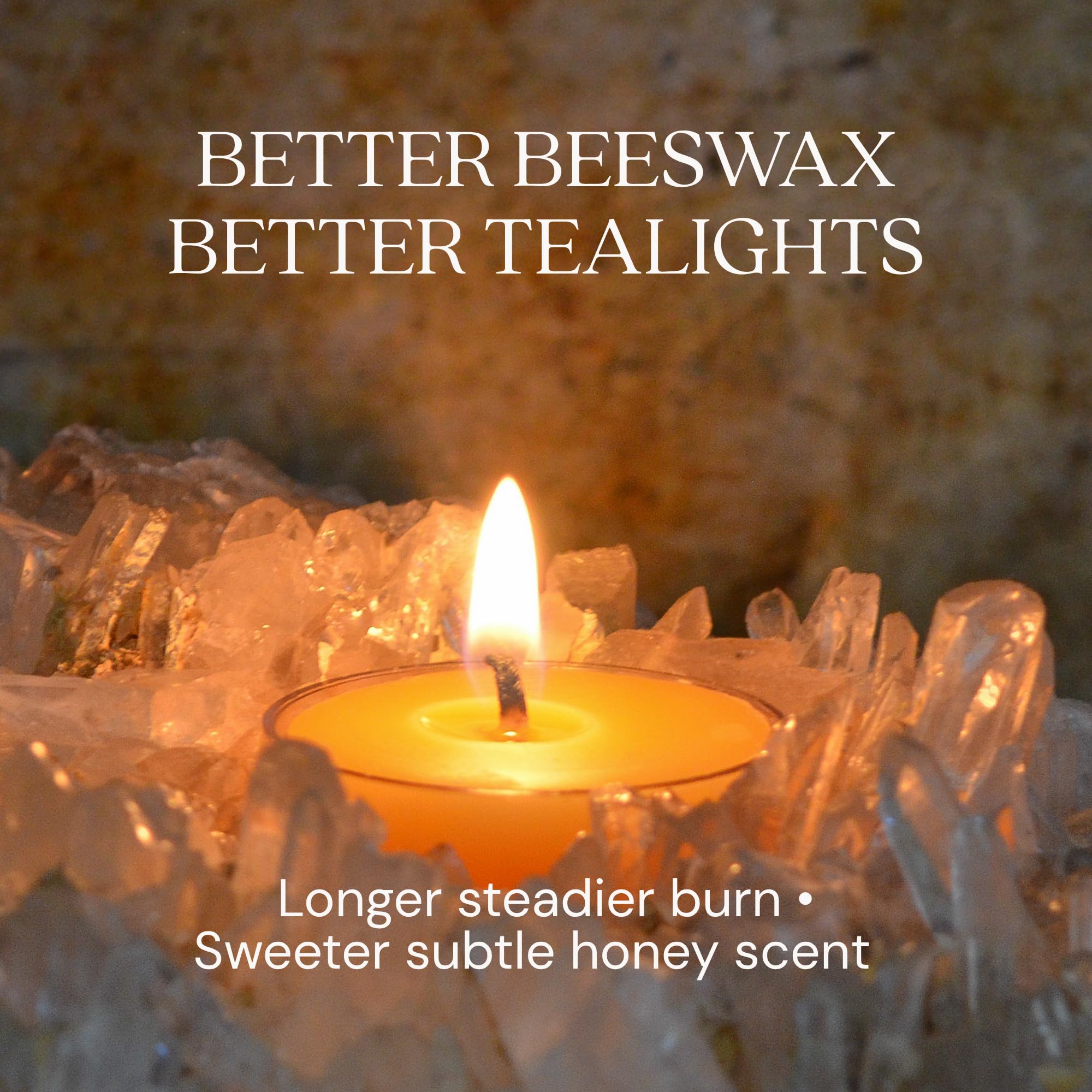 Bluecorn Beeswax Velas de té, cera de abejas 100 % pura y natural, velas de té amarillas, sin fragancia, sin parafina ni soja, combustión limpia, larga duración (4-5 horas), hechas en Estados Unidos