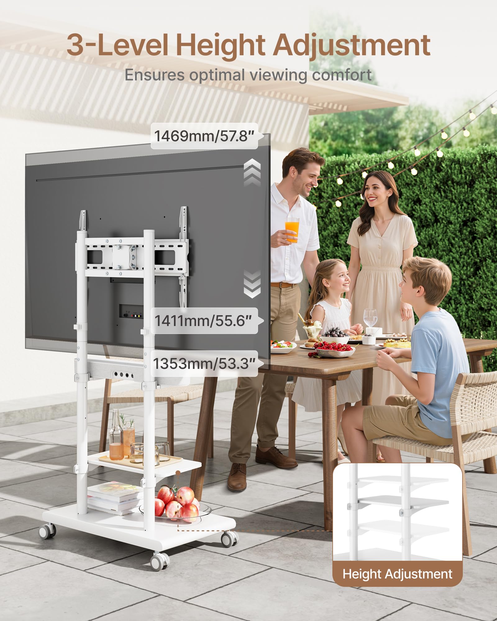 Amazon.co.jp: ECOTINY スチールベース キャスター付きテレビスタンド