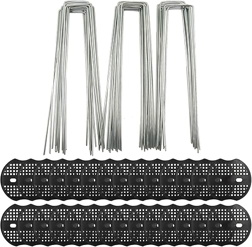 50 estacas y juntas de jardín para jardín, pasador grueso y resistente para barrera de malezas, tela para barrera de malezas, tubos, decoración de