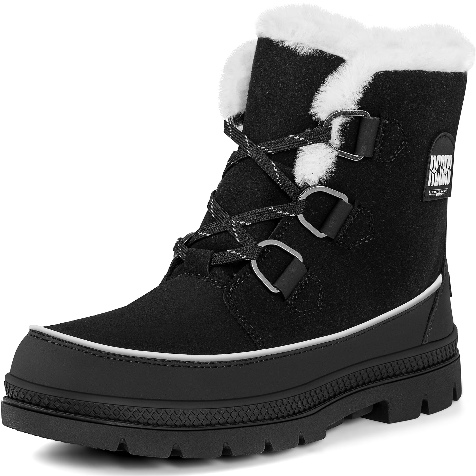 Photo 1 of @ R CORD Womens Snow Boots Winter Snow Boots for Women Lightweight Warm Womens Booties Comfortable Waterproof Winter Boots Waterproof Ankle Boots Outdoor 6 S-black
