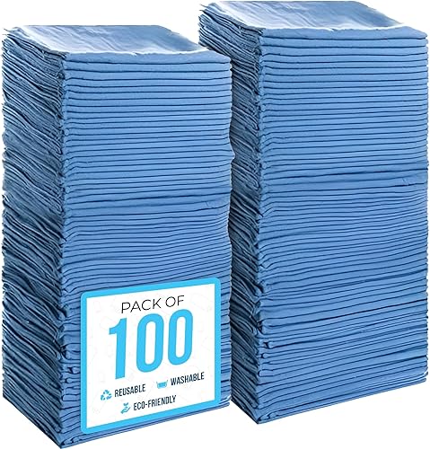 SIMPLI-MAGIC Toallas Premium Shop de 14 x 12 pulgadas, color azul de grado comercial, paquete de 100