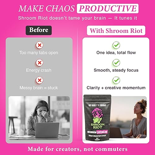 Miniatura 6 de Shroom Riot - Supermezcla de hongos de cacao Bebida instantánea de chocolate en polvo con melena de león, chaga, reishi y cordyceps 10.58 oz (10.5