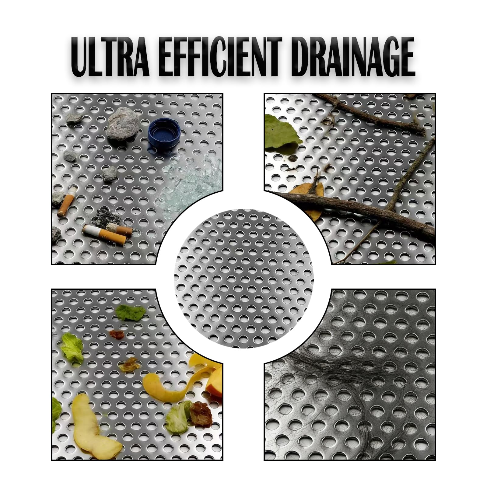 Cubiertas De Drenaje Alcantarillado De Acero Inoxidable 304, Agujero de 3mm Rejilla Desague Ducha, Filtro De Fregadero, Protectores De Drenaje De Malla para Interiores Exteriores, Drenaje