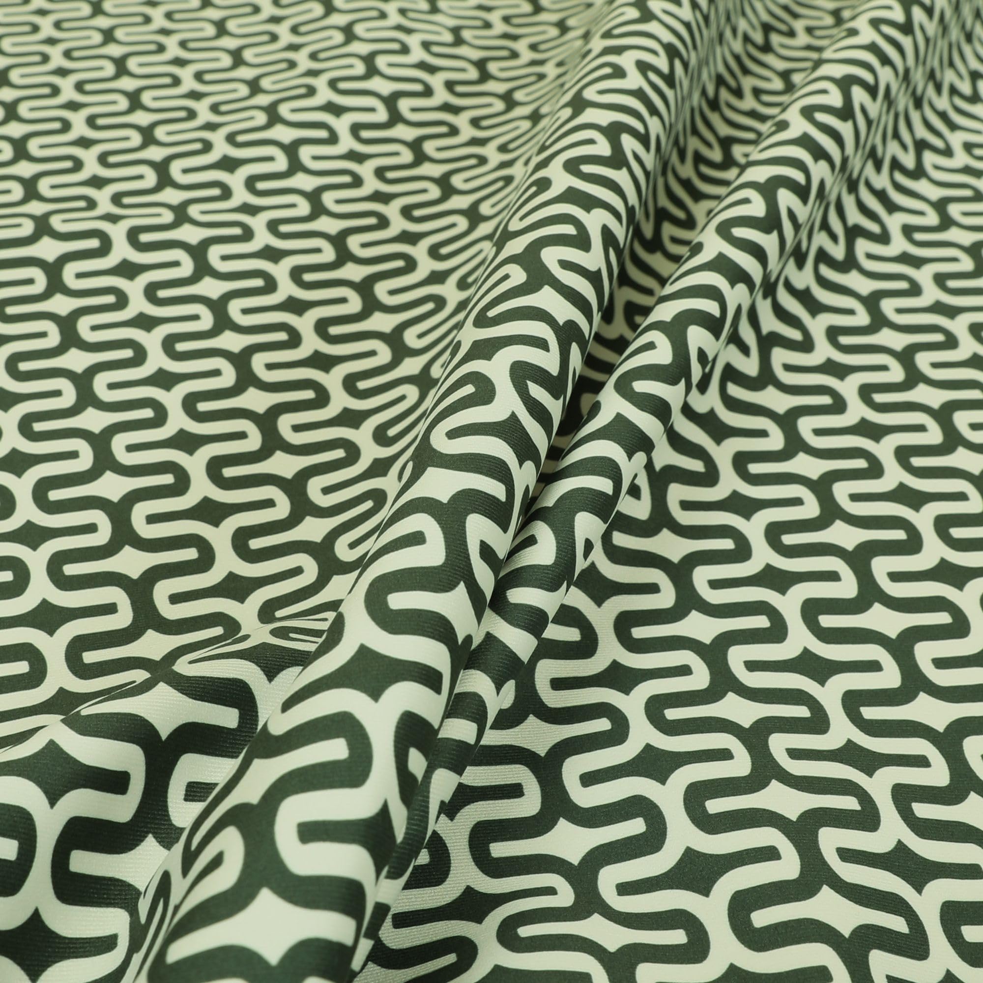 Redbrick Mill Fabrics Repeated Medallion Geometric Pattern Green Velour Faux Velvet Upholstery Fabrics (10cm x 8cm Sample)