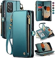 Vista 11 de Defencase Funda compatible con Galaxy A53 5G con tarjetero de bloqueo RFID para mujeres y hombres, correa magnética de piel sintética con cierre