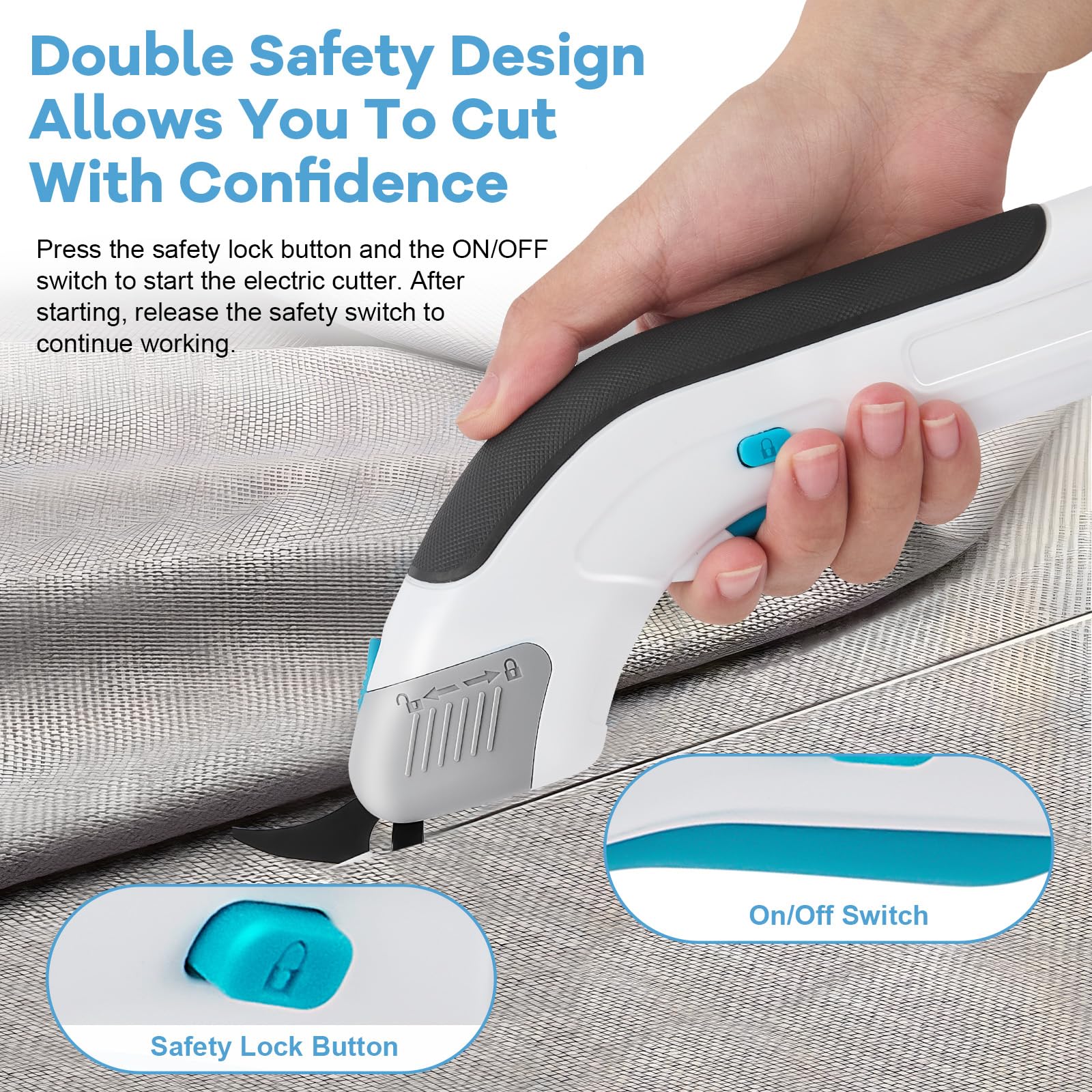3.6V Electric Scissors,Cordless Fabric Scissors with 2 Cutting Blades,Rechargeable Electric Fabric Shears for Cutting Cardboard,Leather,Carpet,Wallpaper,Potted Plant - Image 2