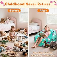 Vista 60 de Lukeight - Puf de almacenamiento de animales de peluche para niños, funda para puf de dinosaurio con cremallera para organizar la habitación