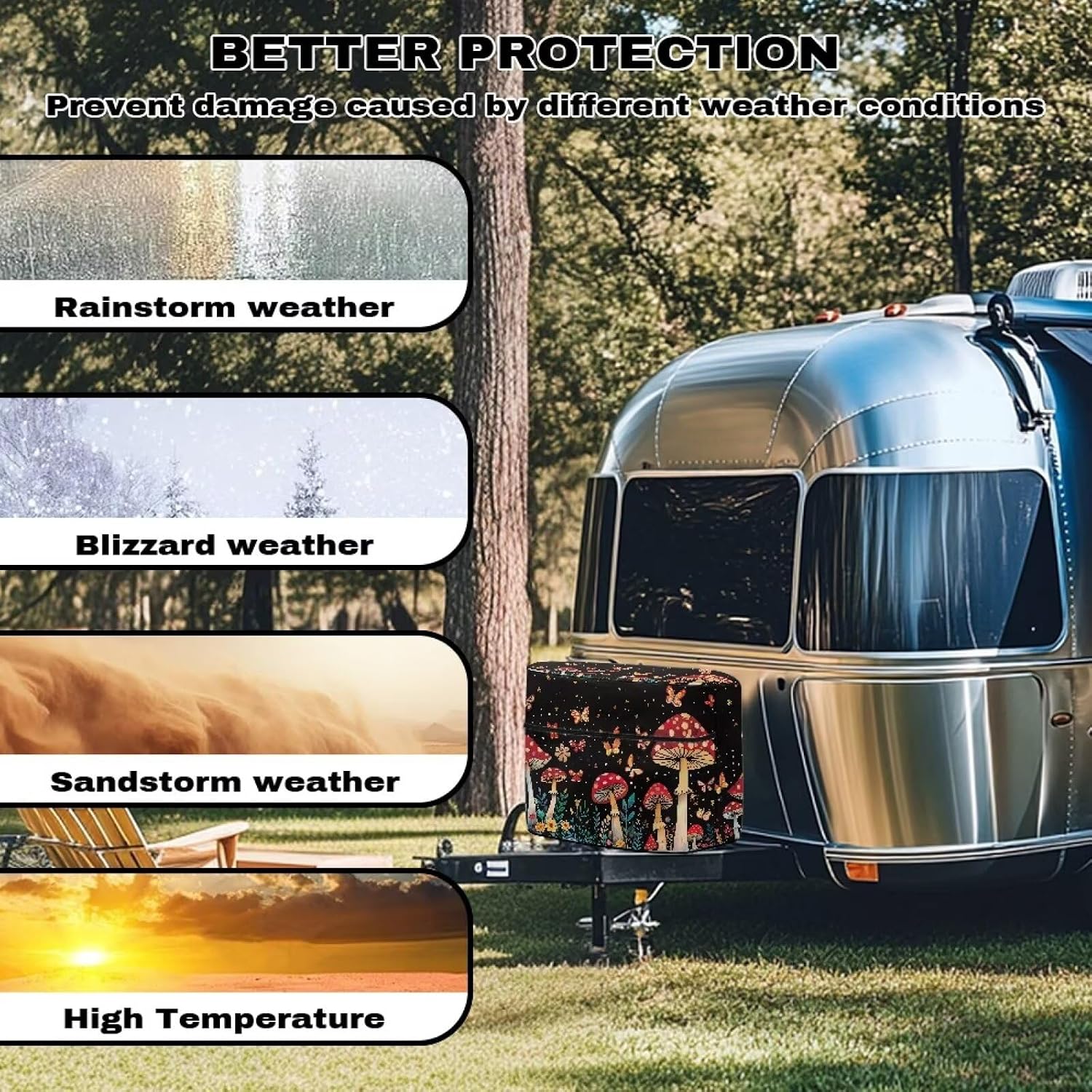 Mushroom Butterfly Flower Propane Tank Cover for RV, All-Weather Resistant, Universal Fit, Dual 20lb Tanks
