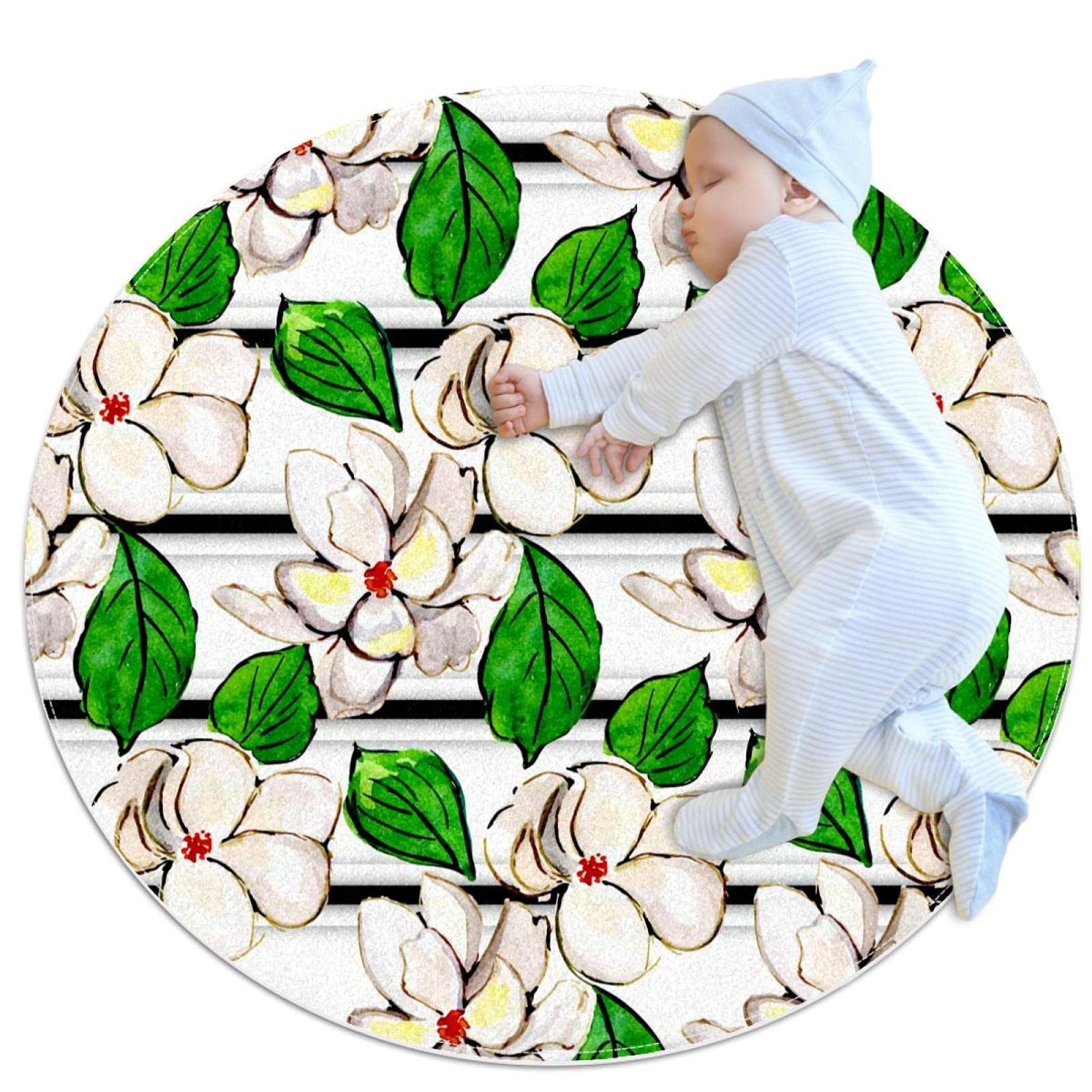 Tapis fleur JDEZ tapis rond de 100 cm de diametre pour coin lecture de salon