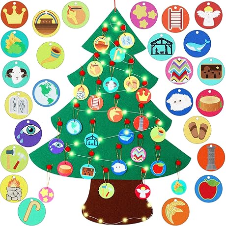 Jesse Tree Felt Christmas Tree For Toddlers Kids Xmas Countdown Advent Calendar...