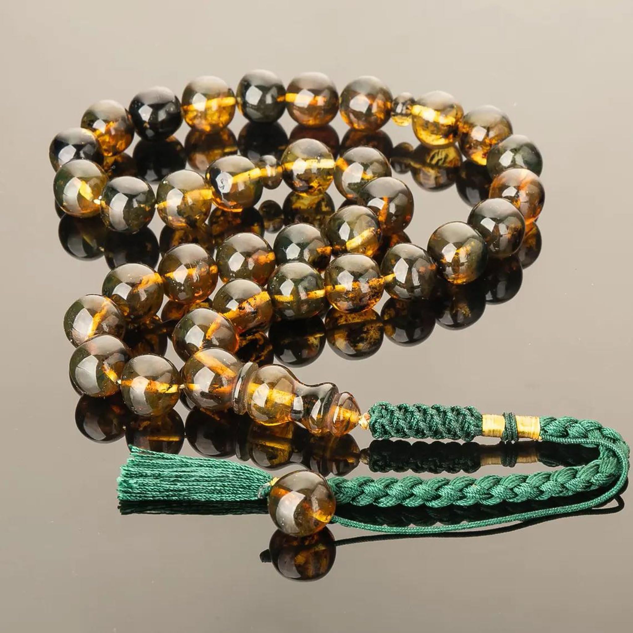Tasbih z Bursztynu Bałtyckiego 33 Koraliki – Ręcznie Wykonana Misbaha, Muzułmański Różaniec Modlitewny, Naturalny Bursztyn, Luksusowy prezent