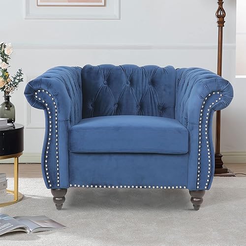 Miniatura 101 de Sofá Chesterfield de terciopelo, sofá tapizado clásico capitoné, moderno de 3 plazas, muebles largos con respaldo copetudo para sala de estar y