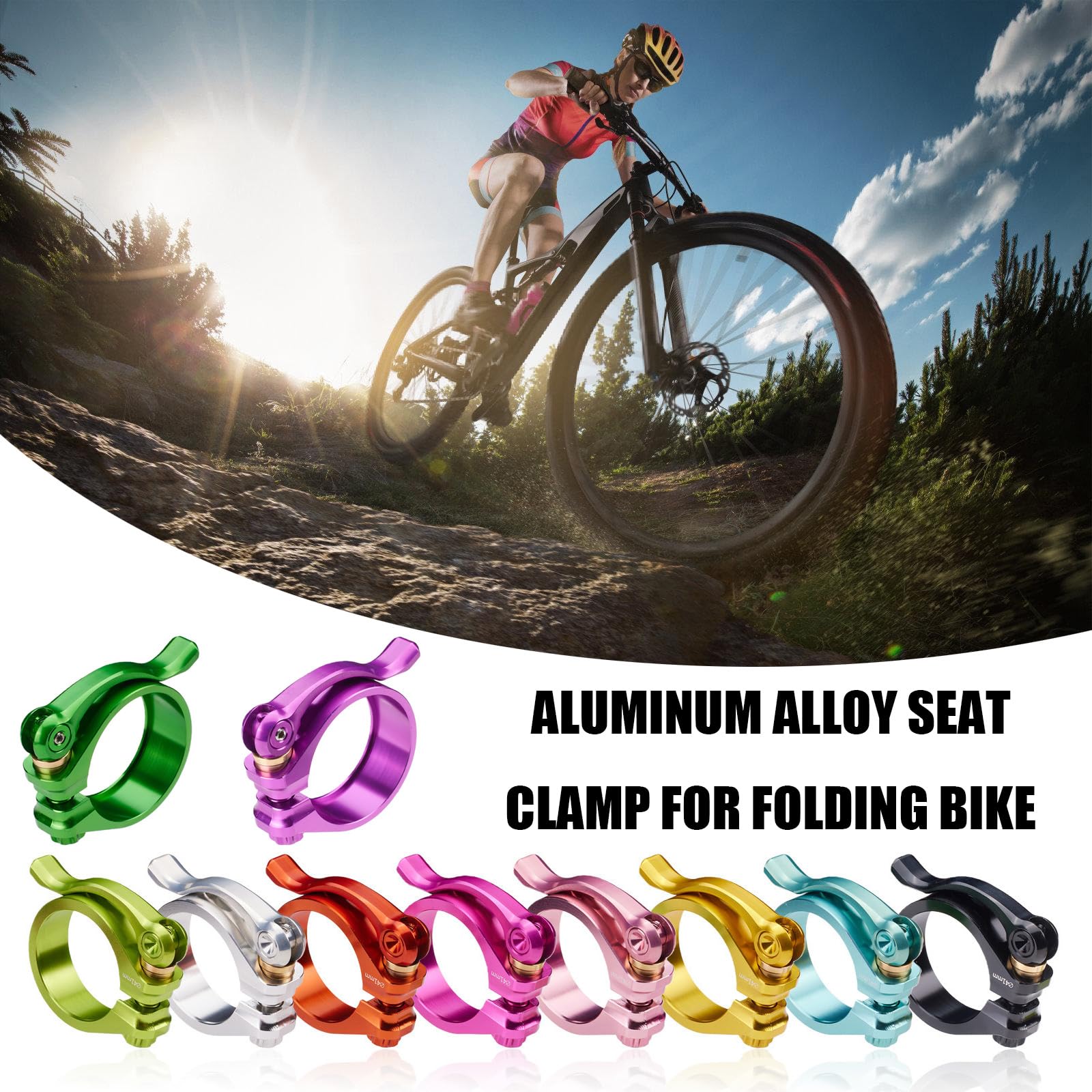 Forti leghe di alluminio morsetti di sella compatti e leggeri Biciclette Sedili Clip Facile installare Biciclette Morsetto del tubo di sella Morsetti in leghe di alluminio