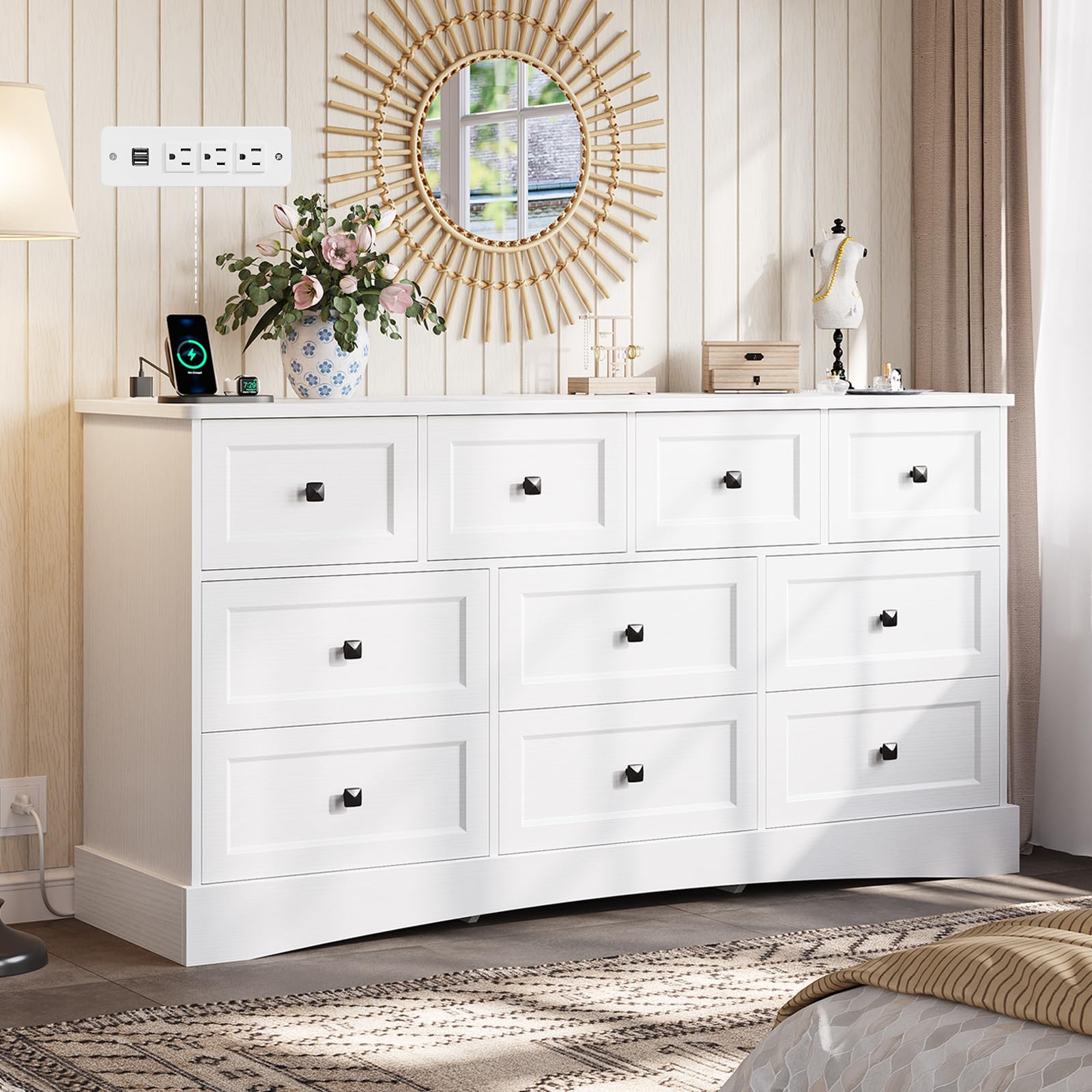 Amazon.com: Hasuit White Dresser for Bedroom with 10 Drawers, 55.2