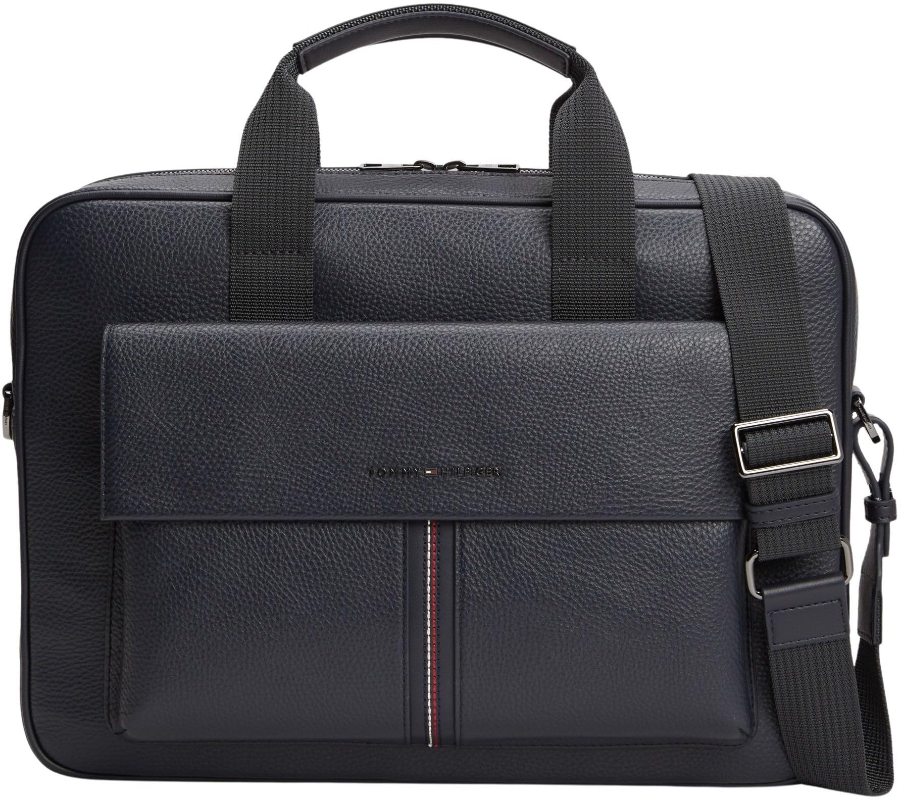 Tommy Hilfiger Men's Space Blue Flap Pocket Pebble Grain Laptop Bag