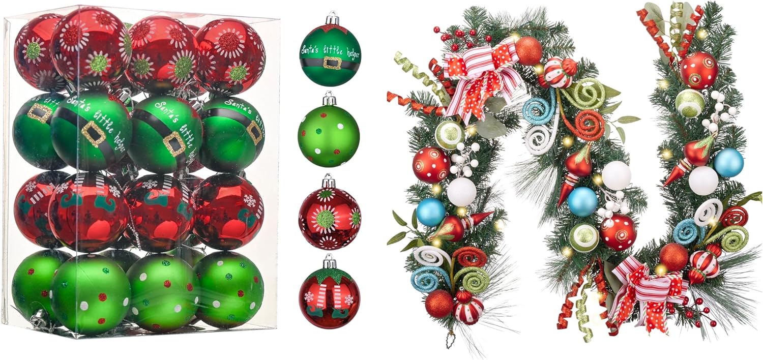 Valery Madelyn 2 Pcs Christmas Decor Value Pack Bundle for Outdoor Indoor Home Fireplace Mantel Front Door Decorations