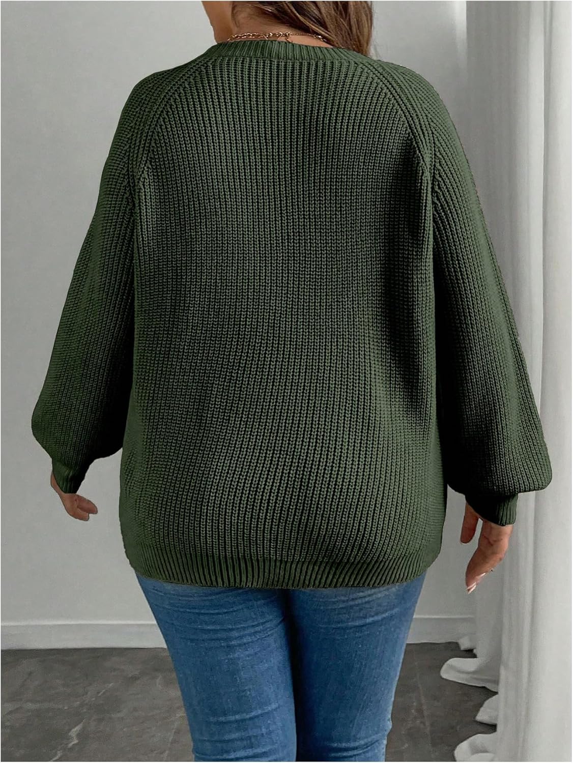 Women's Plus Size Butterfly Sweater Embroidery Long Sleeve Pullover Sweater Crew Neck Knit Tops - Image 2