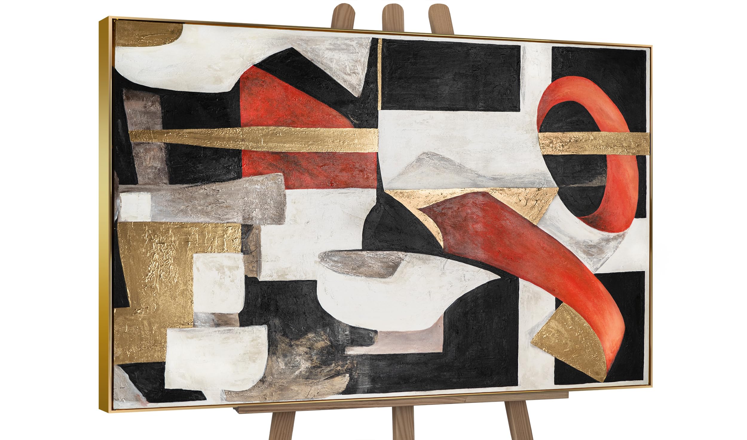 YS-Art Quadro Moderno Acrilico Su Tela Dipinto A Mano Con Cornice Nera 120x80 Cm