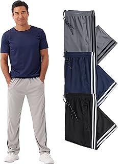 Sponsored Ad - Real Essentials 3 Pack: Men's Tech Mesh Athletic Gym Workout Lounge Open Bottom Sweatpants with Pockets