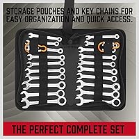 Vista 3 de Premium Midget Wrench Set - 22-Piece Mini Combination Wrench Set Metric & SAE Ignition Wrench Sets 4-10mm & 5/32'' to 7/16'' Lightweight Small Carry
