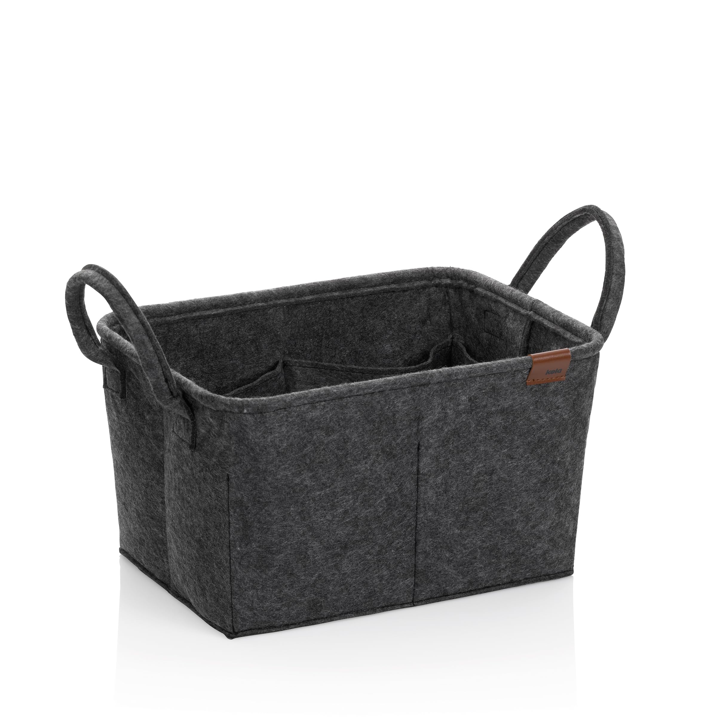 kela Fay 24463 Felt Basket, Dark Grey, Carry Handle