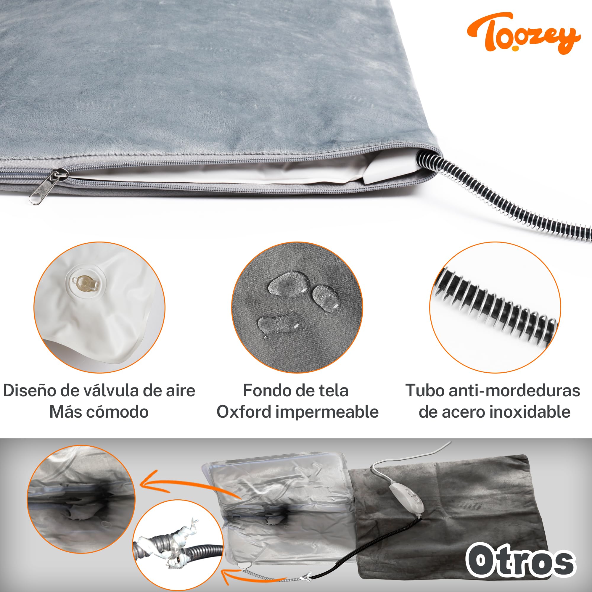 Toozey Manta Electrica para Mascotas Exterior con Cubierta Impermeable y Tubo Antimordedura, Manta Termica para Recién Nacidos, Embarazadas, Ancianos, Articulaciones Lesionados, Gato y Perro, 70X40cm