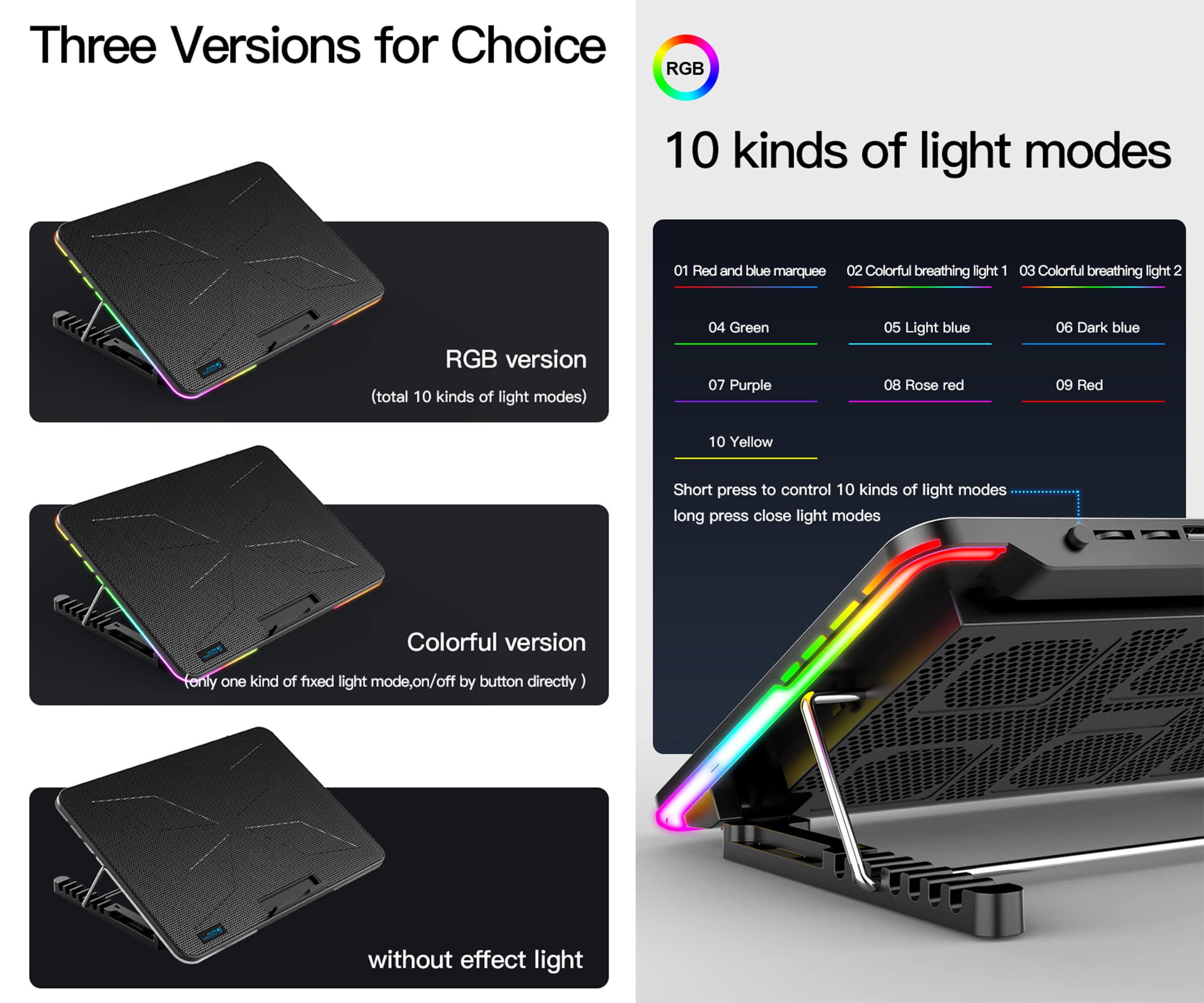 Navor Laptop-Kühlkissen, kompatibel mit Laptops von 17,8 - 40,6 cm, 6 Lüfter, USB-betriebener RGB-Gaming-Notebook-Kühler für Schreibtisch und Schoßgebrauch, Gaming-Laptop-Kühlständer mit 7