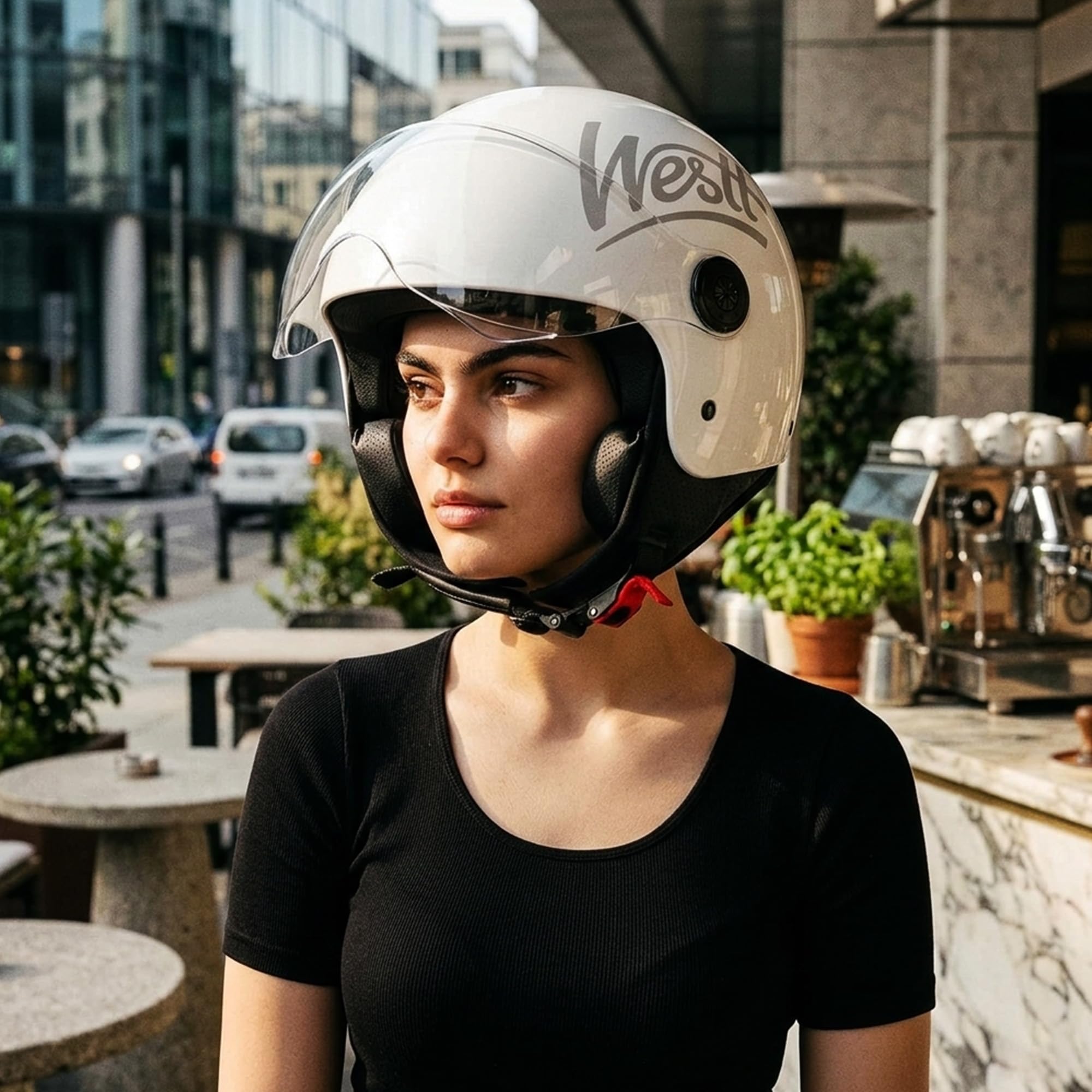 Westt Classic Jethelm mit Visier, Motorradhelm für Herren und Damen Westt Classic Jethelm mit Visier, Motorradhelm für Herren und Damen