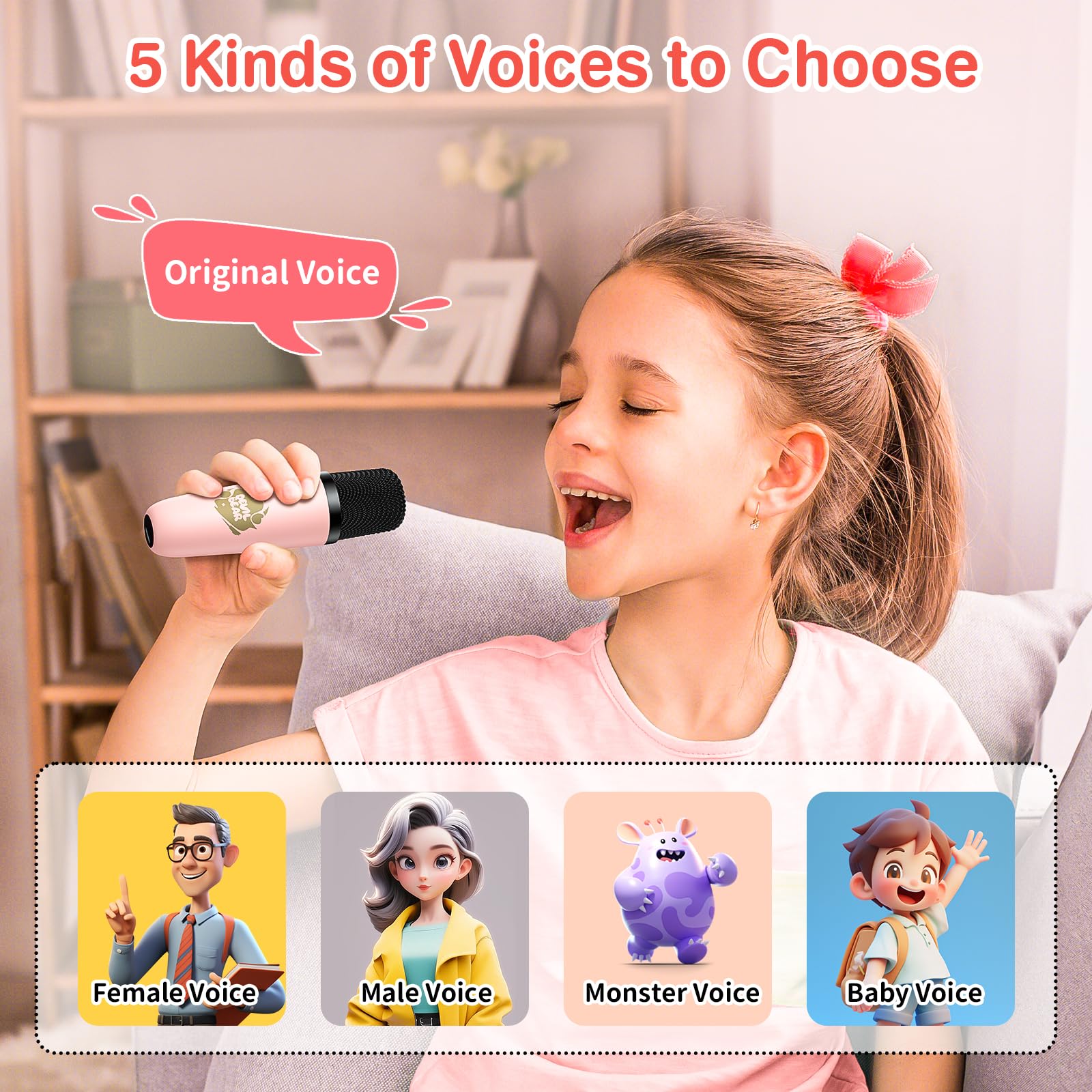 PHNIXGAM Mini macchina per karaoke con due microfoni wireless, altoparlante Bluetooth portatile per adulti e bambini, microfono per karaoke con LED, supporto altoparlante per scheda